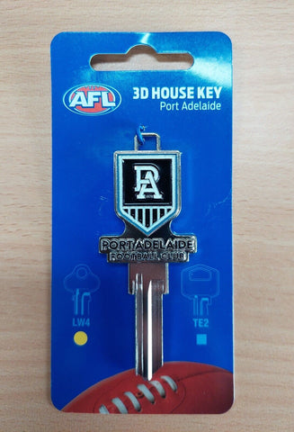 AFL 3D House Key - Port Adelaide Power - LW4 Blank Metal Badge Keys