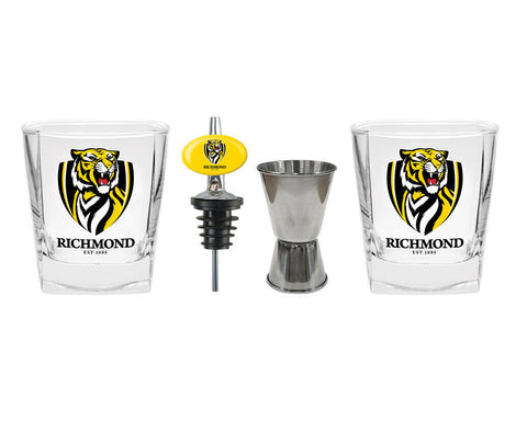 AFL 2 Spirit Glass Jigger and Pourer Set - Richmond Tigers - Gift Pack