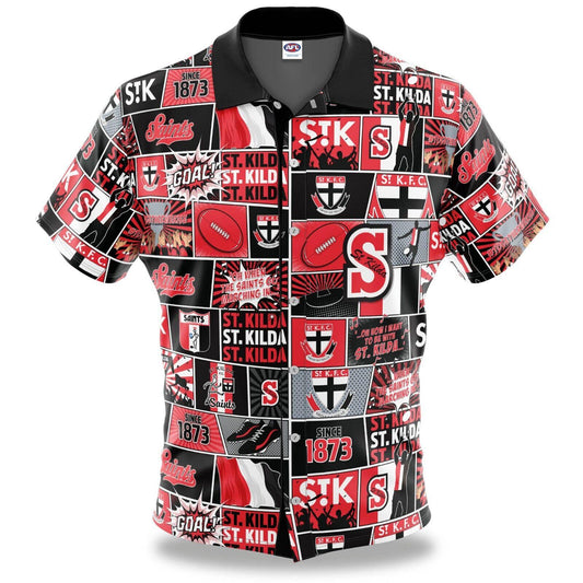 AFL Fanatics Button Up Polo Shirt - St Kilda Saints - Aussie Rules