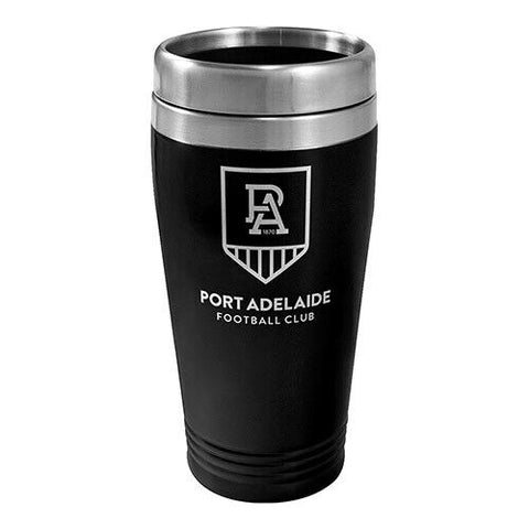 AFL Coffee Travel Mug - Port Adelaide Power - Thermal Drink Cup With Lid