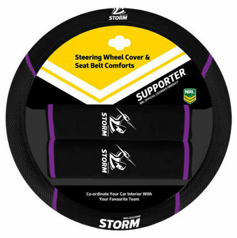 NRL Steering Wheel Cover - Seat Belt Covers - Melbourne Storm