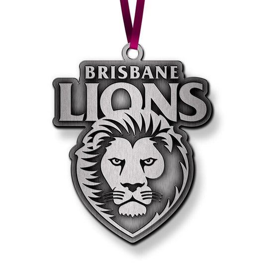 AFL Christmas Metal Ornament - Brisbane Lions - Approx. 70 x 50mm