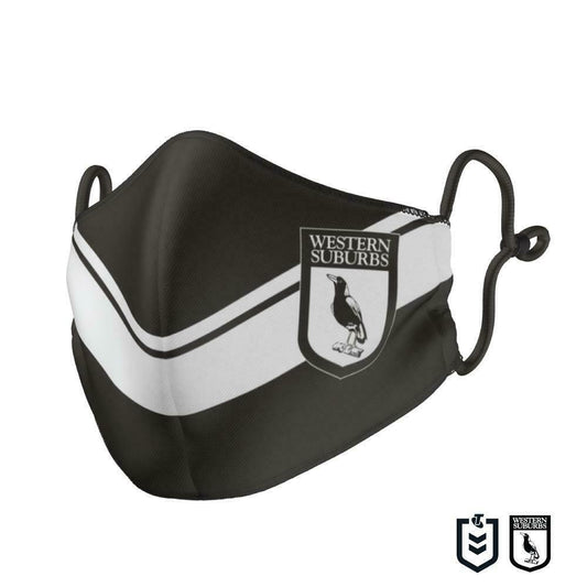 NRL Face Mask - Western Suburbs Magpies - Reversible - Washable - Adult Large