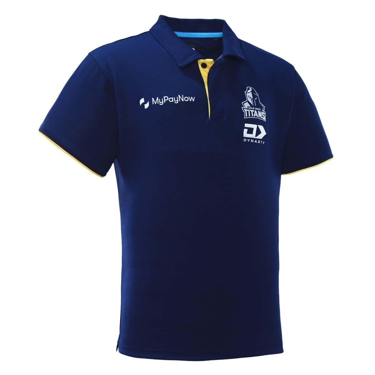NRL 2023 Media Polo Shirt - Gold Coast Titans - Adult - NAVY - DYNASTY