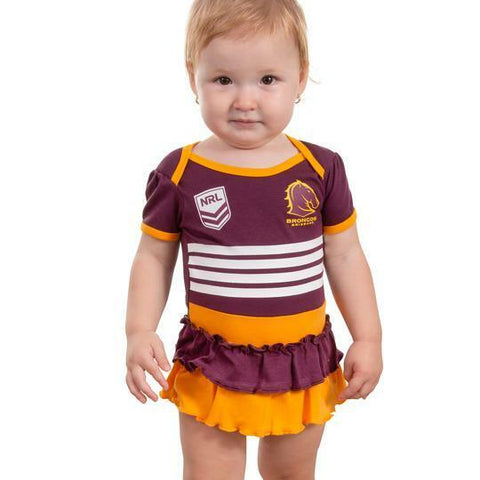 NRL Girls Tutu Footy Suit Body Suit - Brisbane Broncos -  Baby Toddler Infant