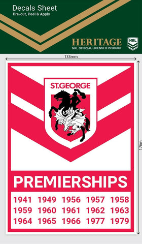NRL Premiership History Decal - St George Illawarra Dragons - Heritage Stickers