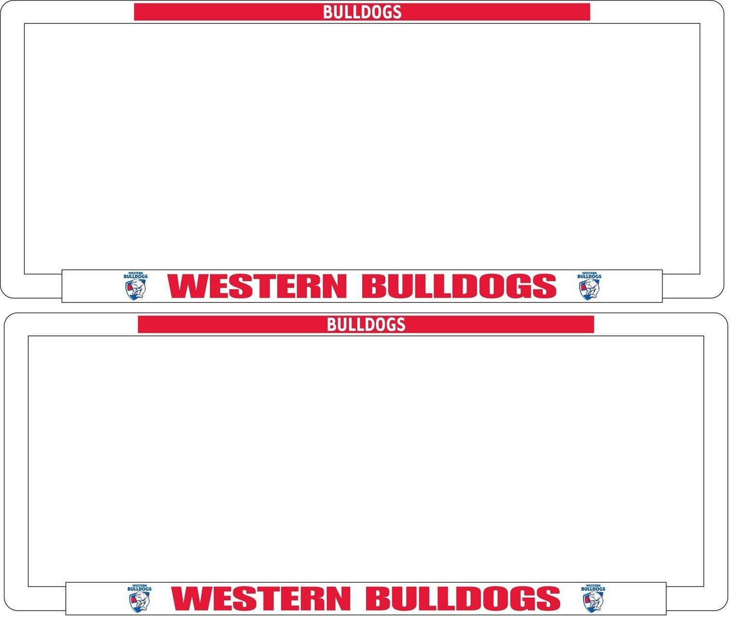 AFL Car Number Plate Frame Set Of Two - Western Bulldogs - Front/Back