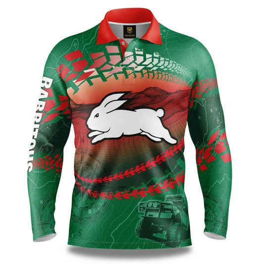 NRL 2021 Trax Off Road Camping Polo Tee Shirt - South Sydney Rabbitohs - Adult