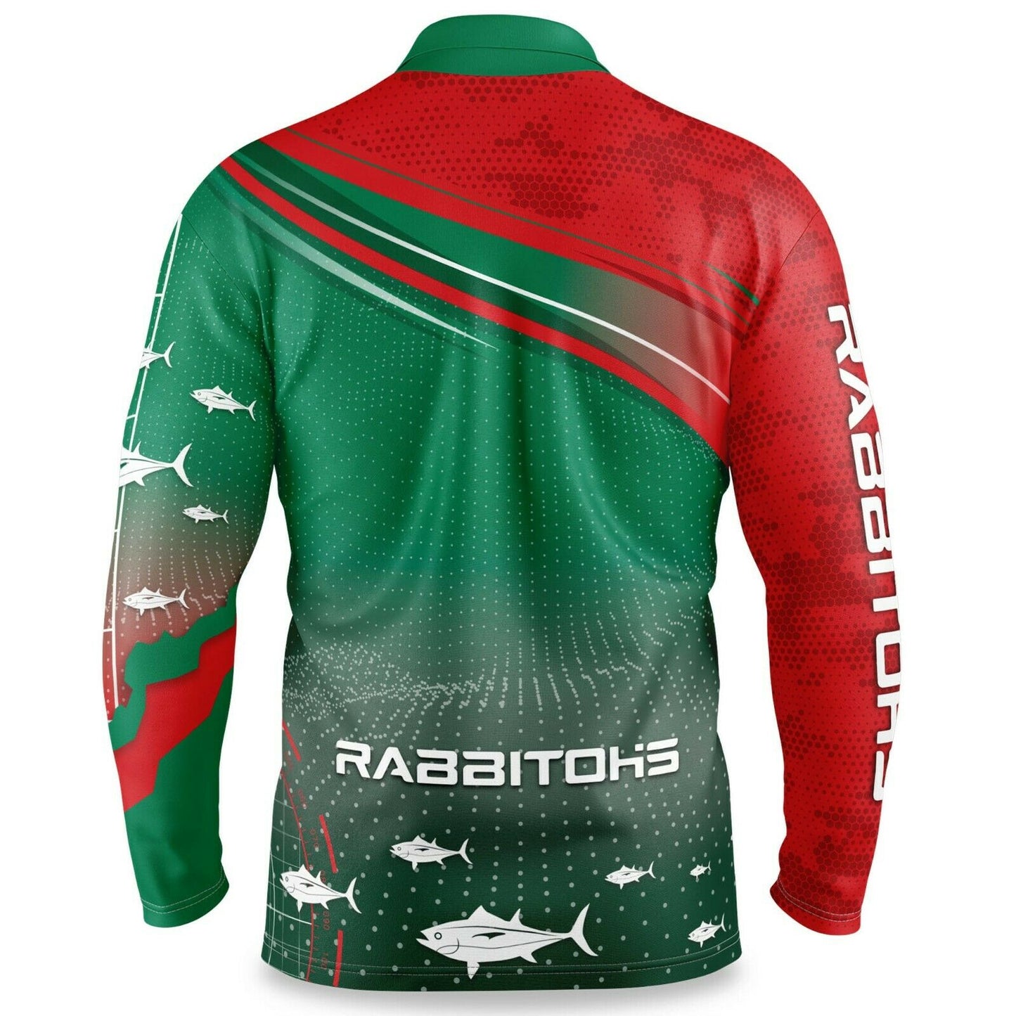 NRL Long Sleeve Fishfinder Fishing Polo Tee Shirt - South Sydney Rabbitohs YOUTH