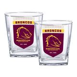 NRL Spirit Glass Set - Brisbane Broncos - 250ml Cup - Set Of Two