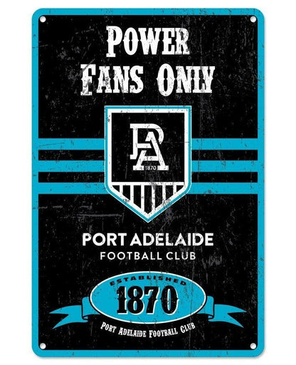 AFL Retro Supporter Tin Sign - Port Adelaide Power - Man Cave - Heritage