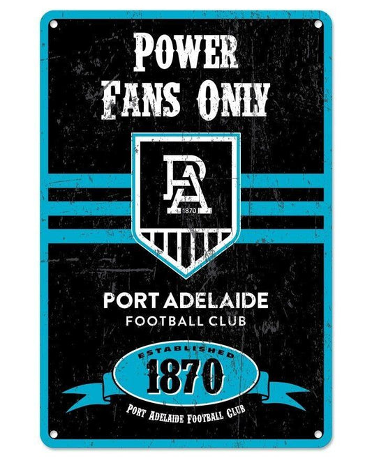 AFL Retro Supporter Tin Sign - Port Adelaide Power - Man Cave - Heritage