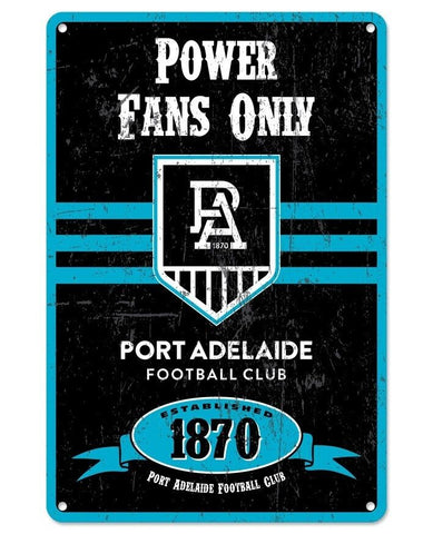 AFL Retro Supporter Tin Sign - Port Adelaide Power - Man Cave - Heritage