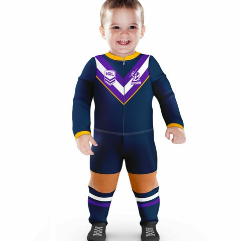 NRL Footy Suit Body Suit - Melbourne Storm -  Baby Toddler Infant