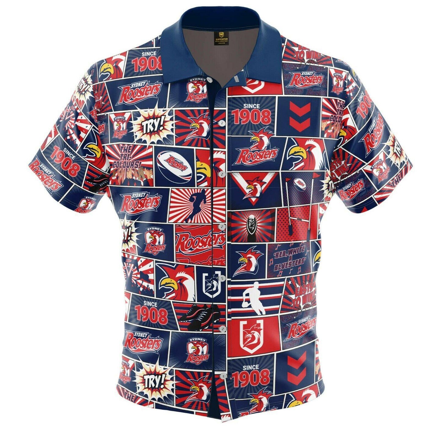 NRL Fanatics Button Up Polo Shirt - Sydney Roosters - Rugby League
