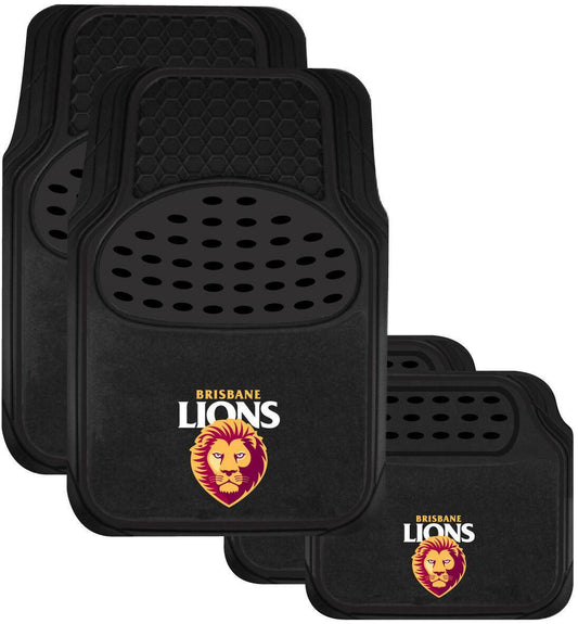 AFL Car Floor Mats - Brisbane Lions - Set Of 4 - Universal Size Fit