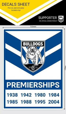 NRL Premiership History Decal - Canterbury Bulldogs - Premier Stickers