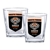 NRL Spirit Glass Set - West Tigers - 250ml Cup - Set Of Two