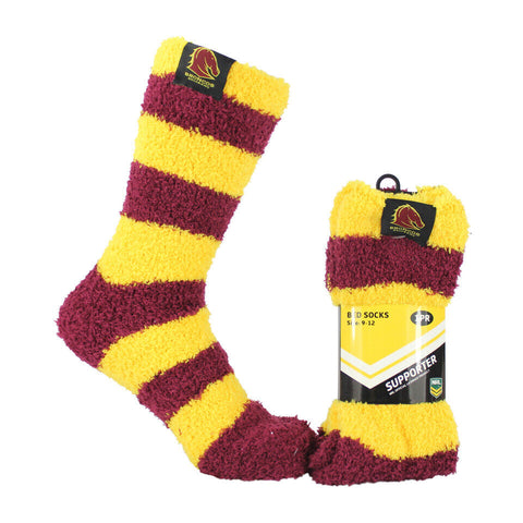 NRL Fluffy Bed Socks - Brisbane Broncos - One Pair