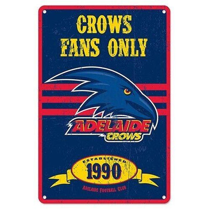 AFL Retro Supporter Tin Sign - Adelaide Crows - Man Cave - Heritage
