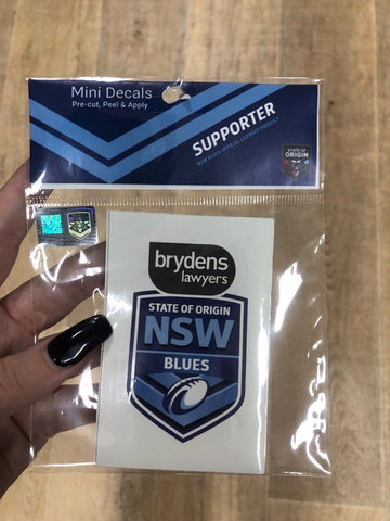 NRL Mini Decal - New South Wales Blues - NSW - Old Sticker Set Of 2 - 53mmx84mm