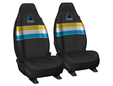 NRL Front Car Seat Covers - Gold Coast Titans Set Of 2 One Size Fits All