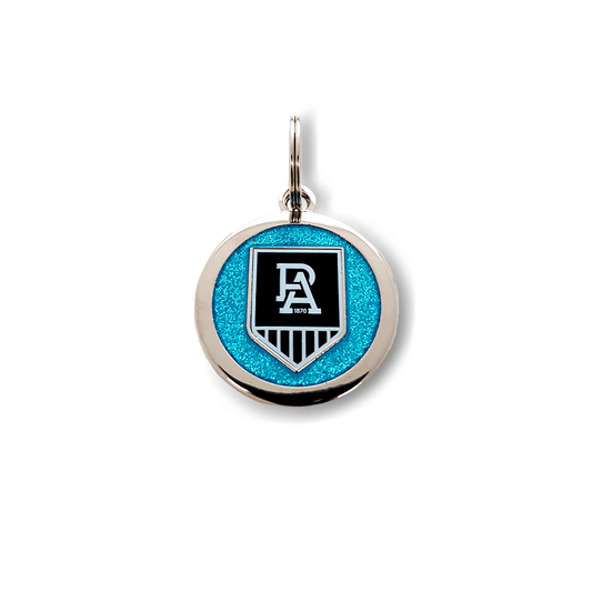 AFL Pet ID Tag - Port Adelaide Power - Engravable - 25mm diameter