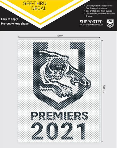 NRL 2021 Premiers See Thru Car Window Decal - Penrith Panthers - 18cm
