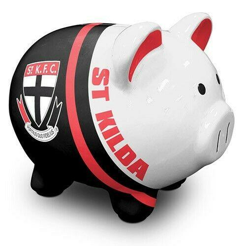 AFL Ceramic Piggy Bank Money Box Coin Slot - Saint Kilda Saints - 14x12x11cm