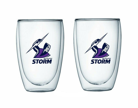 NRL Double Wall Glass Set - Melbourne Storm - Set of Two