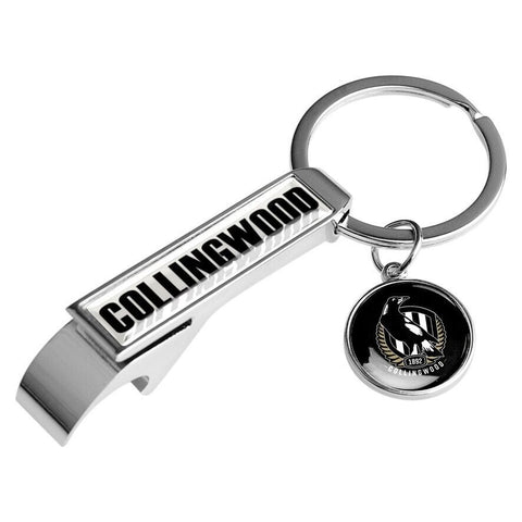 AFL Bottle Opener Key Ring - Collingwood Magpies - Metal Keyring