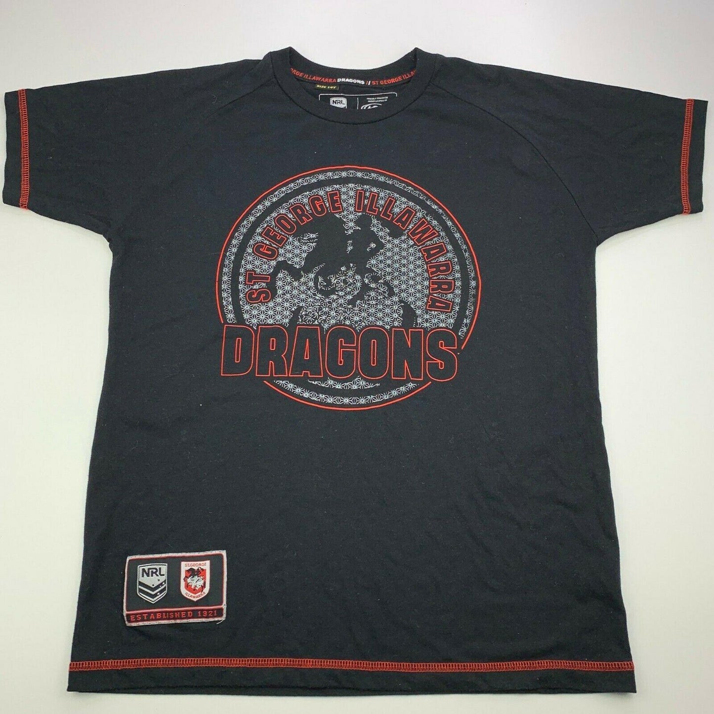 NRL Youth Cotton Tee - St George Illawarra Dragons - Kids - Child - Black