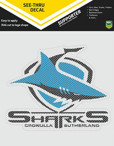 NRL Car UV Rated Decal Sticker - Cronulla Sharks - Size 14-18cm - See Thru