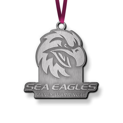 NRL Christmas Metal Ornament - Manly Sea Eagles - Approx. 70 x 50mm