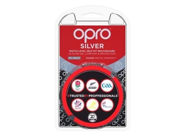 OPRO SILVER Self-Fit Mouthguard - ADULT - Age 10+ - Red Blue