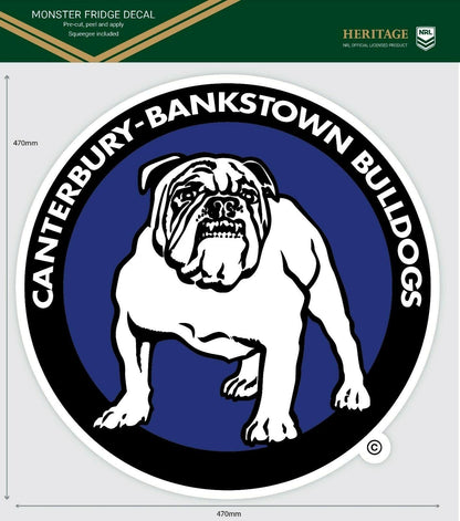 NRL Heritage Fridge Decal - Canterbury Bulldogs -Team Logo Sticker - 470x470mm