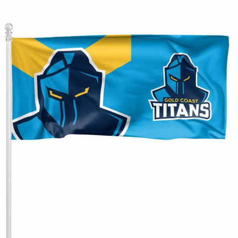 NRL Pole Flag - Gold Coast Titans - 90cm x 180cm - Steel Eyelets