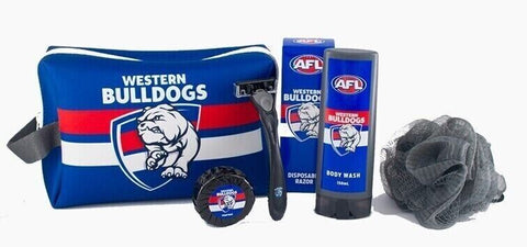 AFL Toiletry Gift Set - Western Bulldogs - Bag Body Wash Razor Soap Loofah