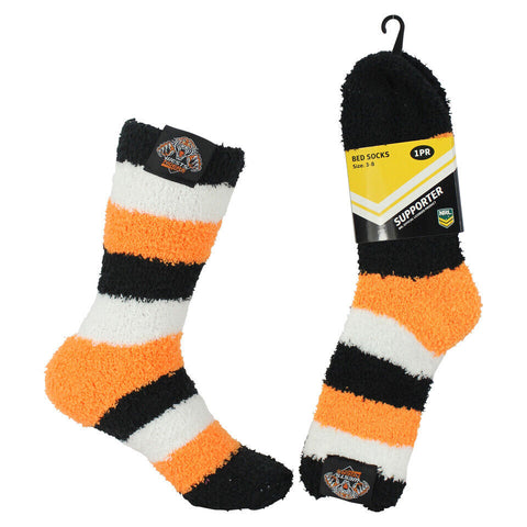 NRL Fluffy Bed Socks - West Tigers - One Pair