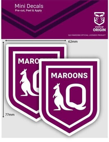 NRL Mini Decal - Queensland Maroons - QLD - Car Sticker Set Of 2 - 8x7cm