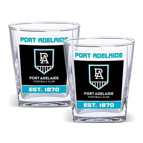 AFL Spirit Glass Set - Port Adelaide Power - 250ml Cup - Set Of Two