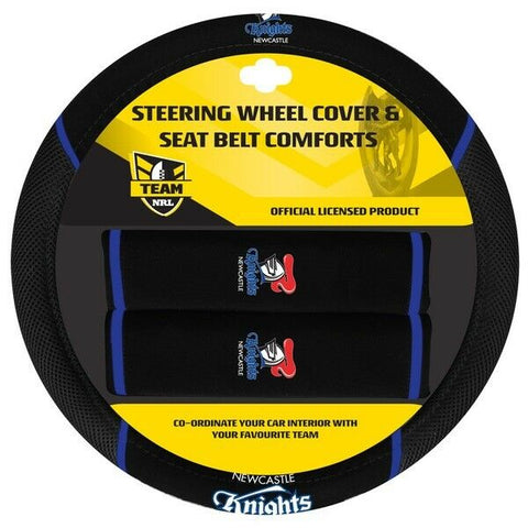 NRL Steering Wheel Cover - Seat Belt Covers - Newcastle Knights - Universal Fit