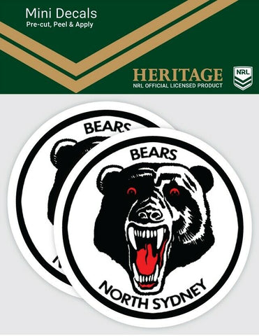 NRL Heritage Mini Decal - North Sydney Bears - Car Sticker Set Of 2 - 8x7cm