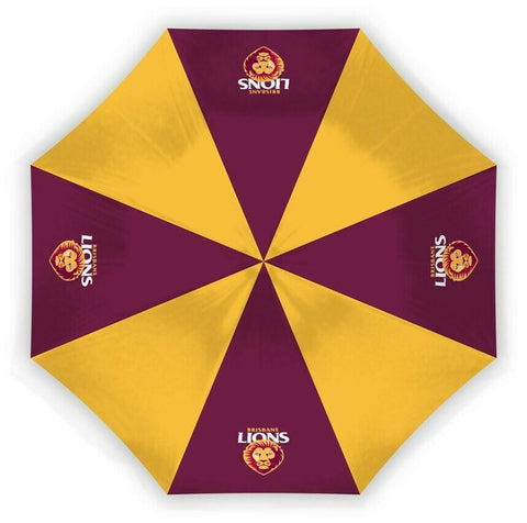 AFL Compact Umbrella - Brisbane Lions - Rain - Glovebox - 60cm Length W17cm
