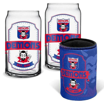 AFL Can Glass Set - Melbourne Demons - Set of 2 Glass & Cooler