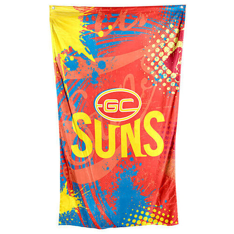 AFL Wall Flag Cape - Gold Coast Suns - 150cm x 90cm - Steel Eyelet For Hanging