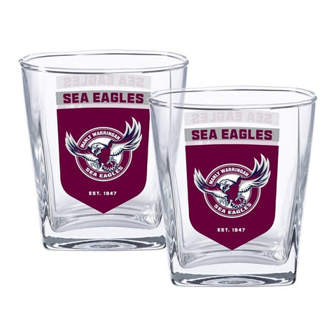 NRL Spirit Glass Set - Manly Sea Eagles - 250ml Cup - Set Of Two