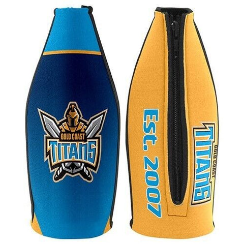 NRL Tallie Stubby Cooler - Gold Coast Titans - Tally - Drink Cooler - Zipper