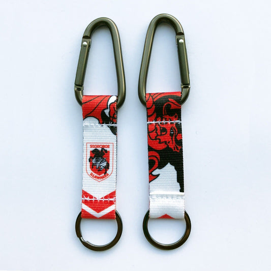 NRL Carabiner Key Ring - St George Illawarra Dragons - Keyring - Clip and Ring