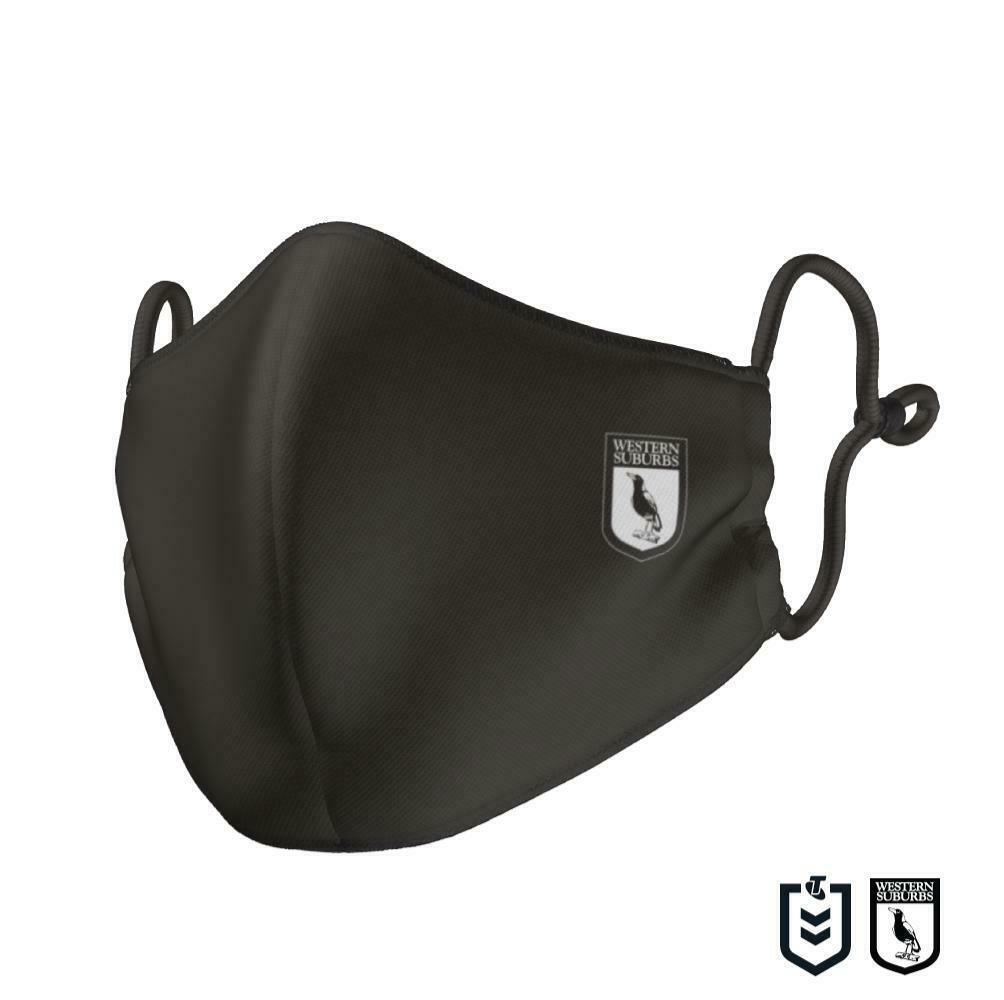 NRL Face Mask - Western Suburbs Magpies - Reversible - Washable - Adult Large